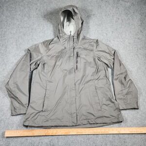 Eddie Bauer Jacket Womens XL Gray Full Zip TEK Long Sleeve Nylon Rain Waterproof